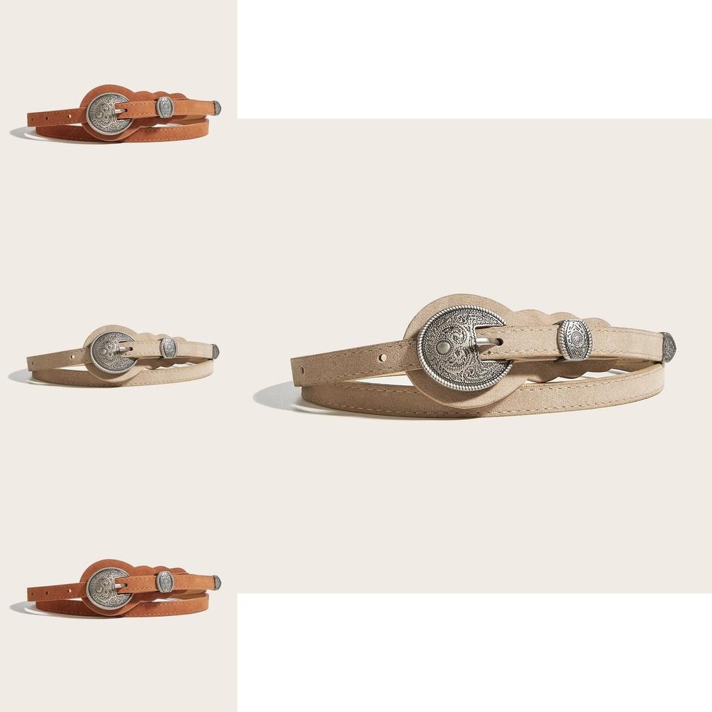 Ethnischer Stil Unifarbene Ovale Metallschließe Dekoration Wildleder Lässiger Gürtel Für Damen