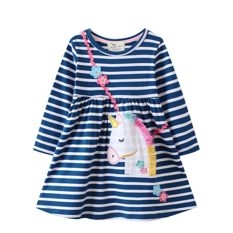 Girls' Unicorn Lace Embroidery Spring Princess Dress - Toddler Long-Sleeve Skirt