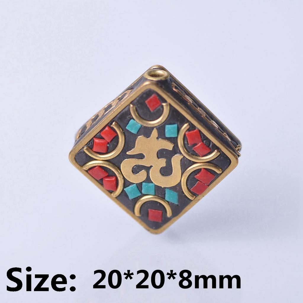 Handmade Nepalese Buddhist Tibetan Brass Metal & Clay Loose Craft Beads for Necklace Jewelry Making DIY