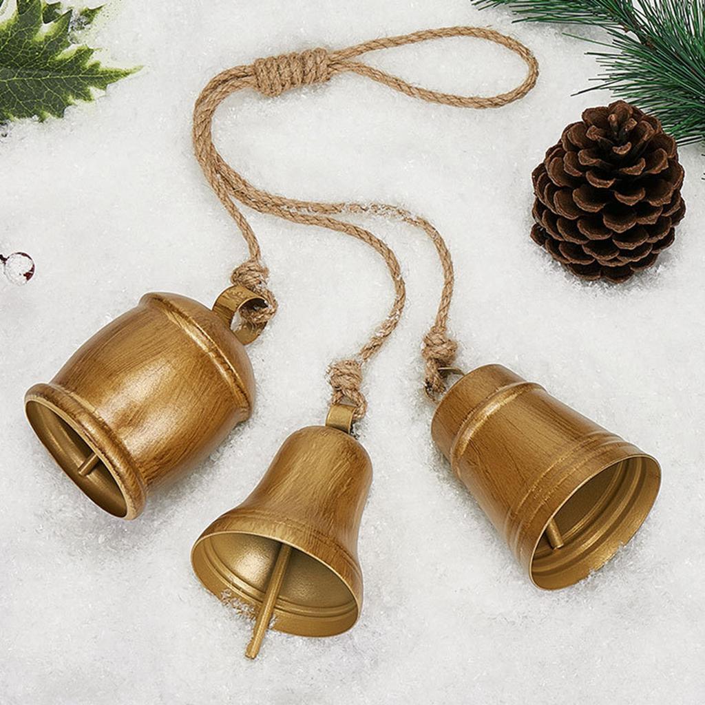Christmas Bell Strings Pendant Gold Vintage Cow Bell Christmas Tree Decoration