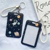 1Pc Solid Color Student Bus ID Card Protective Cover Keyring School Access Door Card Credit Card Holder Bag Set Key Chain