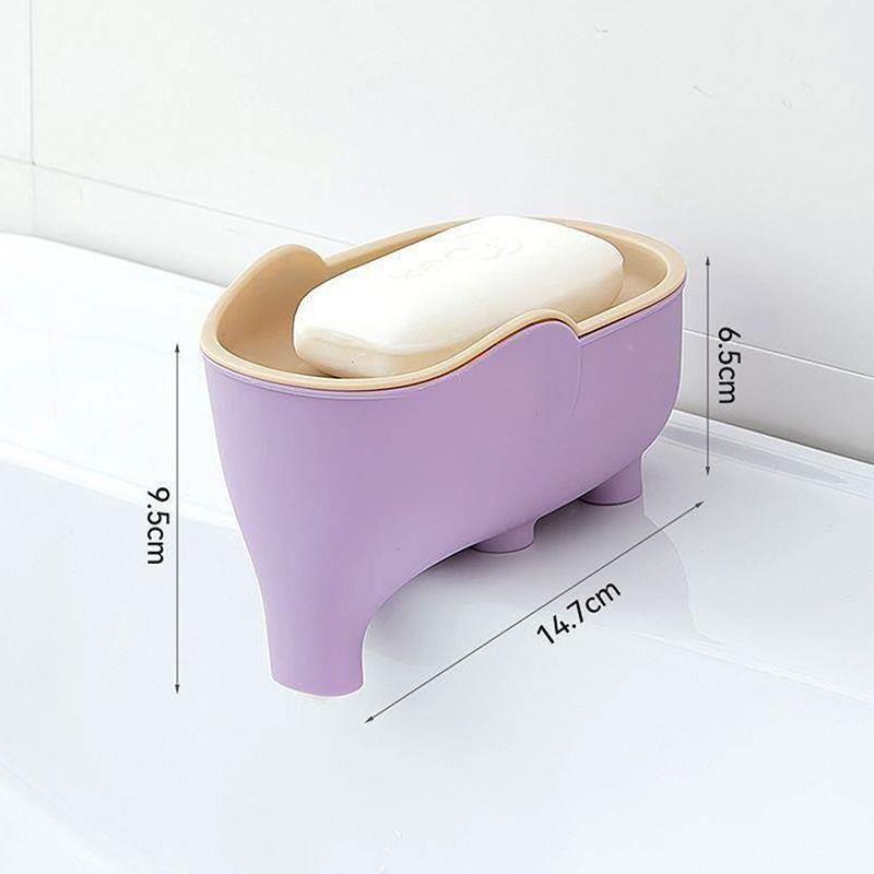 Double Layer Creative Elephant Shape Soap Box Soap Dish Drainable Soap Holder Waterproof Drain Rack Soap Container Tray