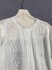 2026 Spring French White Lace Shirt with Loose Lantern Sleeves and Hollow Embroidery