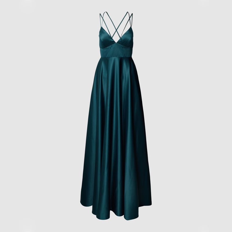 

Tall People Are Suitable for Strong Gloss and Slimming High end Original Order Sling Satin Dress Guest dresses Peacock Blue 34