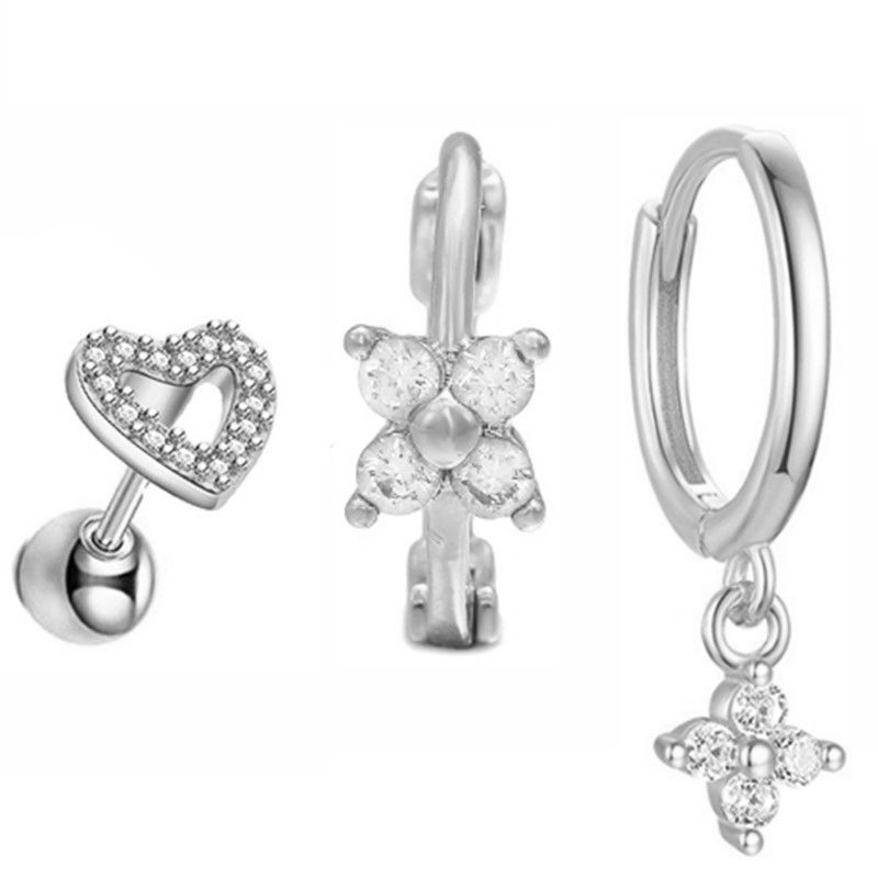 New Design Stainless Steel Cubic Zirconia Chain Hoop Earring For Women Star Moon Pendant Cartilage Earring Piercing Jewelry