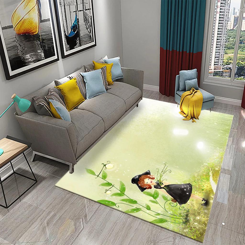 3D Lovely Cute Cartoon Pink Girl Carpet Girl Teen Bedroom Living Room Door Entrance Decoration Rug Bathroom Kitchen Non-slip Mat