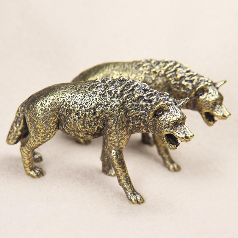 

Solid Brass Hyena Figurine Miniature Office Desktop Tea Pet Ornament Vintage Animal Dog Statue Crafts Collection Home Decoration латунный