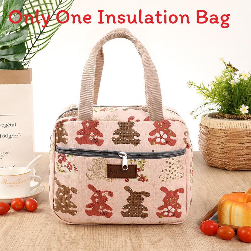 Canvas Lunch Bag For Office Workers With Thickened Handle And Style For Daily Use