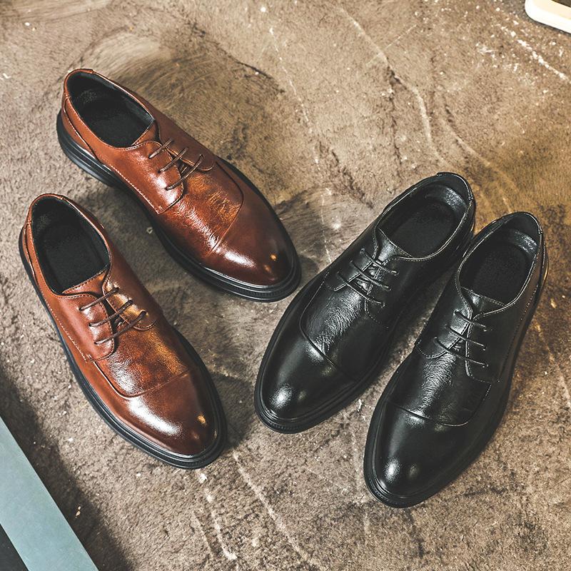 New Men'S Pointed Leather Shoes Korean Version Of Trendy Dress Business Casual Leather Shoes Men'S Wedding Shoes 19936-J