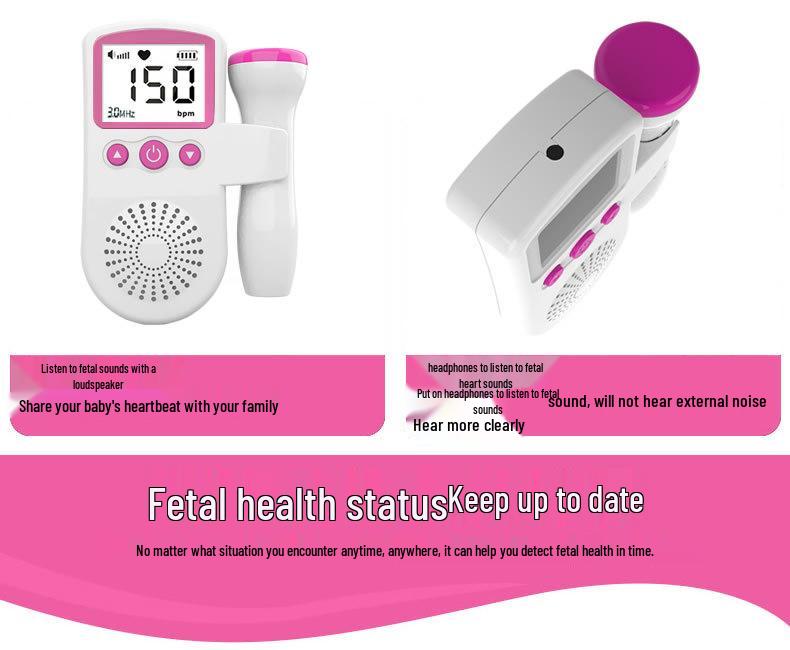 Fetal Heart Rate and Movement Monitor Doppler - Pregnancy Heartbeat Detector