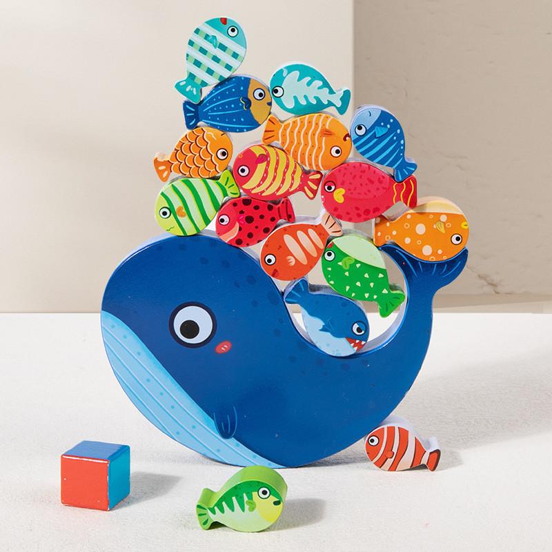 

Wooden Animal Balance Stacking Game For Kids Educational Toys Ocean Whale