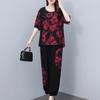 Plus Size Elegant Sets for Women 2 Pieces Summer Casual Loose Pants Sets Middle-aged Women's Clothing