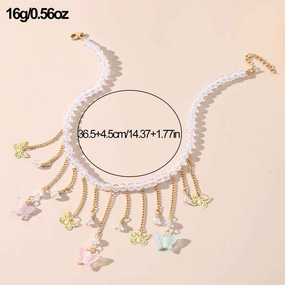 Crystal Butterfly Necklace Ladies Exquisite Pearl Clavicle Chain Sweet Choker Jewelry Fashion Choker Jewelry Party Gift