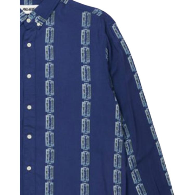 Palace FW21 Razor Sharo Shirt Chain Pattern Long Sleeve Shirt Unisex Shirts Blue P21SHT007