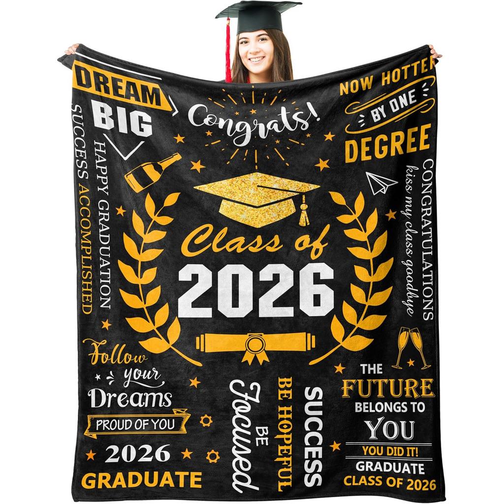 Graduation Blessings Quotes Blanket Printed Nap Blanket Sofa Flannel Blanket Graduation Season Gift