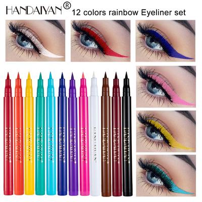 HANDAIYAN Rainbow Liquid Eyeliner 12 Waterproof Colors Smudge-Proof