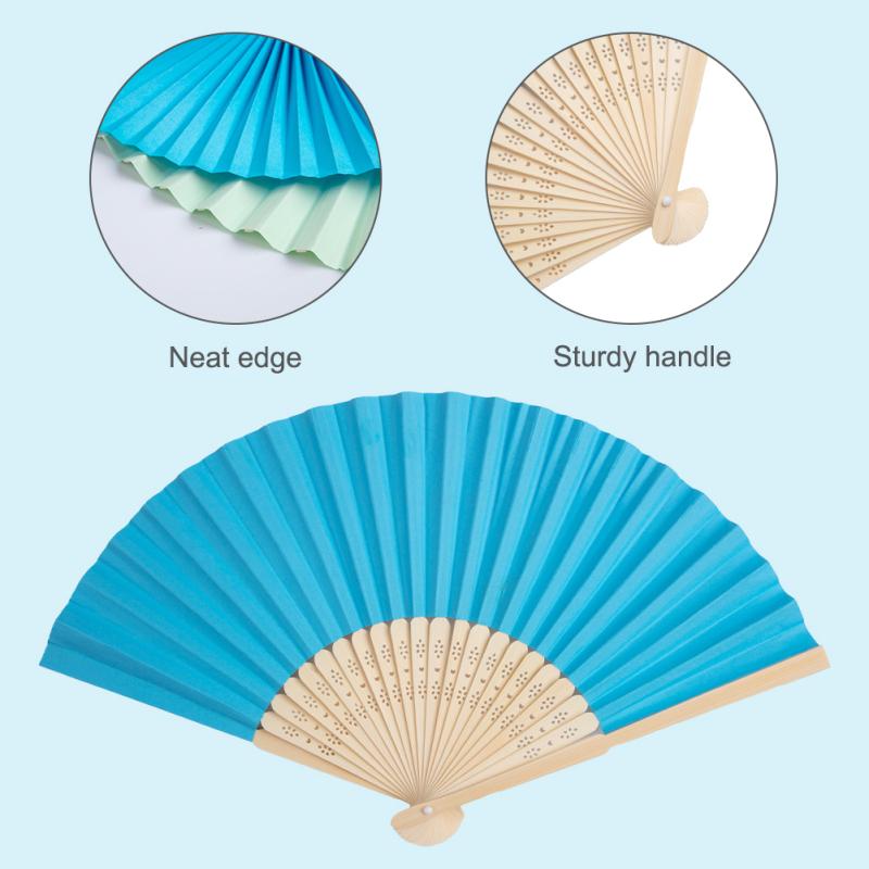 20pcs Colorful Paper Fan Handmade Foldable Children Painting Fan Practical Cooling Tool