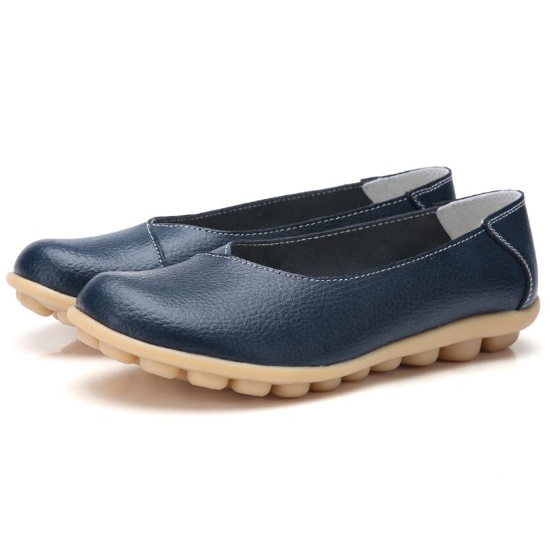 Fashion Flats For Women Comfortable Genuine Leather Flat Shoes Woman Slipony Loafers Ballet Shoes Female Moccasins Big Size 35-44