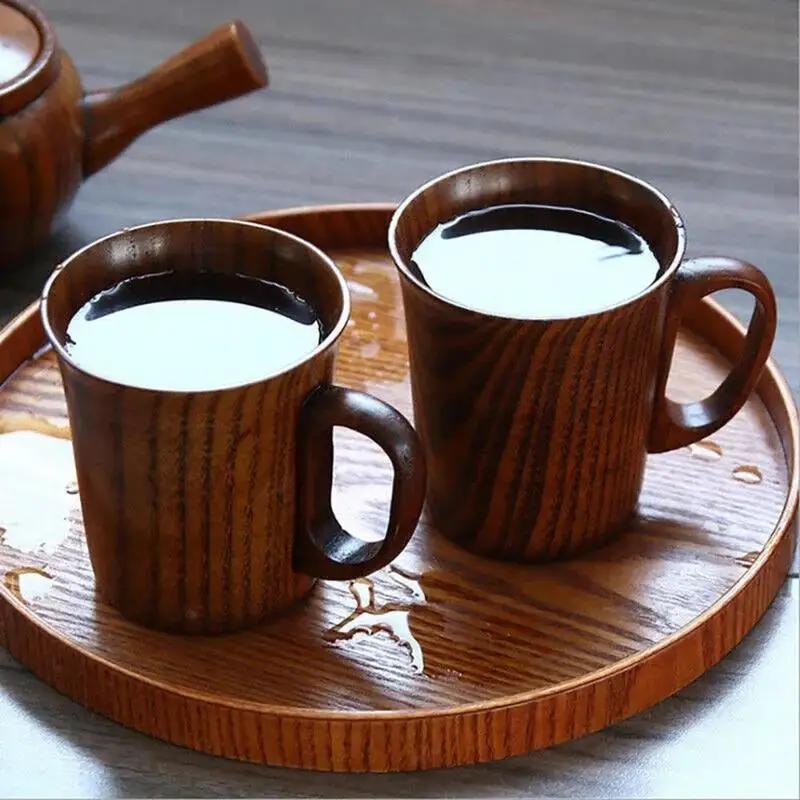 400ML New Simple Jujube Wood Cup Home Restaurant Office With Handle Mug High-end Handmade Coffee Cup Tea Cups Gift Drinkware
