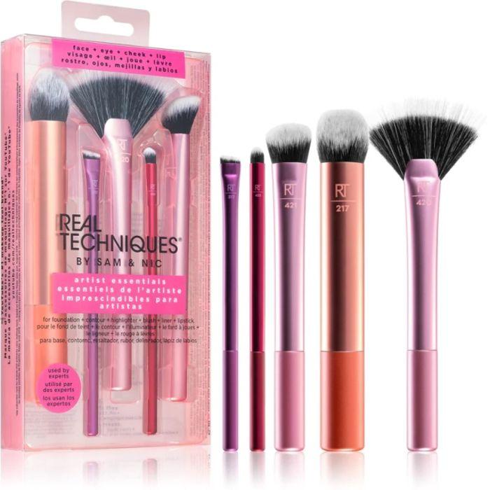 Makyaj Fırçası Seti - REAL TECHNIQUES - Artist Essentials - 5 Parça - Çok Renkli - Pembe