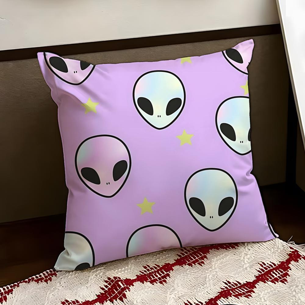 Surreal Dreamy Aliens Cushion Cover Reversible Soft Durable Pillow Cover Home  Car MultiScene Use for Daily Comfort