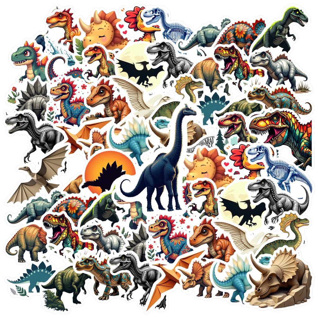 35-70pcs Diverse Dinosaur Stickers Cartoon Animal Sticker Aesthetic Phone Bike Wall Scrapbook Motorcycle Waterproof Graffiti