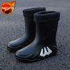 Young Motorcycle Fleece-lined Winter Men's Rain Boots Print Biker Warm Pvc Waterproof New Fishing Work Original Mud Male Shoes