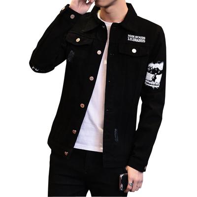 Spring Autumn Casual Streetwear Men's Korean Trendy Jacket Youth Slim Men Black Denim Jacket