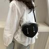 2025 new fashion creative personality love chain pu small satchel Korean version of foreign style high sense women's tide shoulder bag