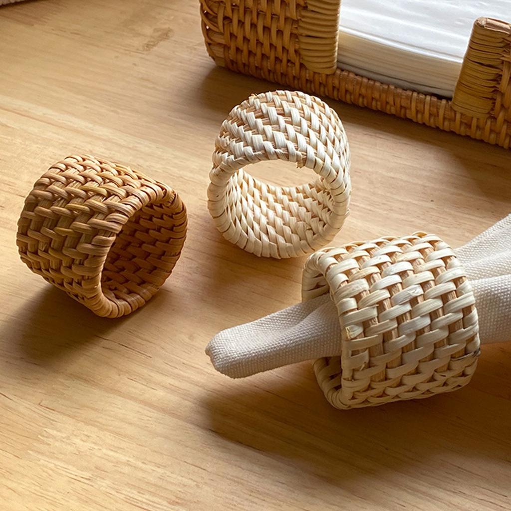Napkin Holder for Elegant Table Decoration and Event Woven Rattan Napkin Rings Dinner Table Accessories for Party