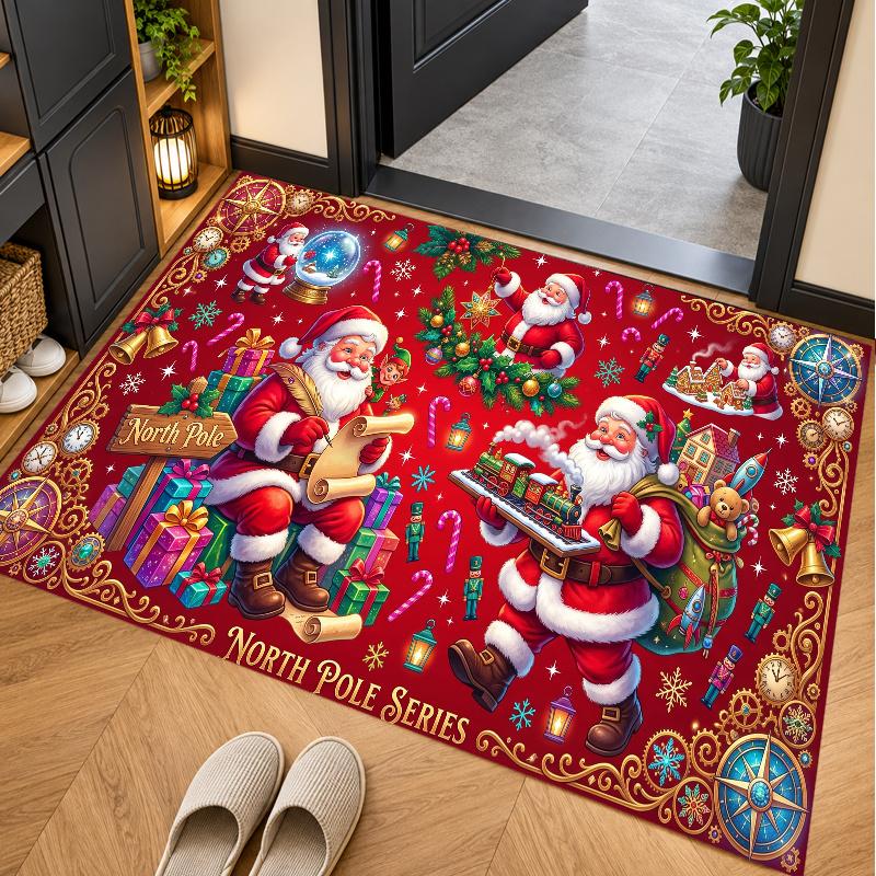 Christmas Theme Floor Carpet, Soft Area Rug, Xmas Indoor Home Holiday Decoration