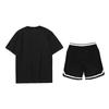 Li-Ning College Style Solid Color Round Neck Short Sleeve Fashion Comfortable Simple Shorts Casual Sports Suit Unisex suit Black AHSUA21-2+YAPV001-1