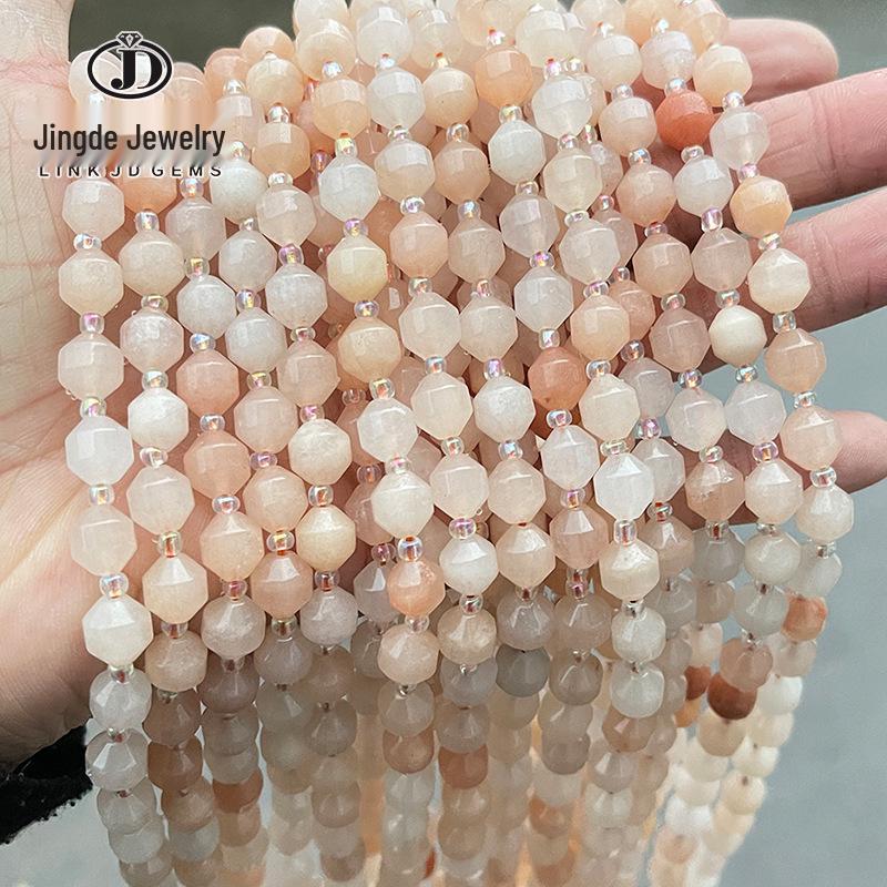 Jinde Jewelry Ice-Transparent Pink Aventurine Faceted Olive Jade Beads for DIY Jewelry Accessories