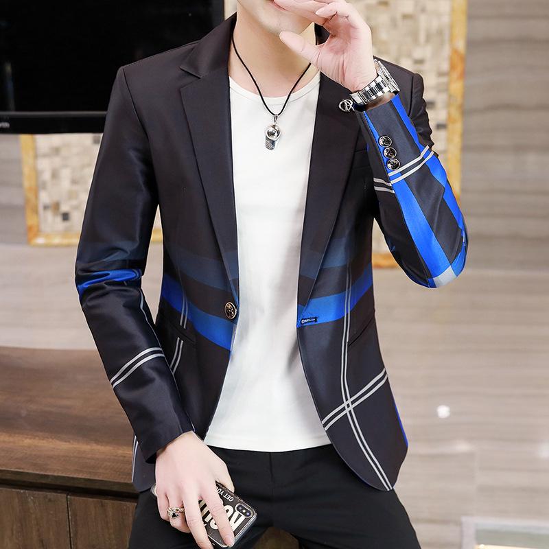 Men's Slim Fit Gradient Plaid Blazer - Spring 2021 Trendy White Jacket