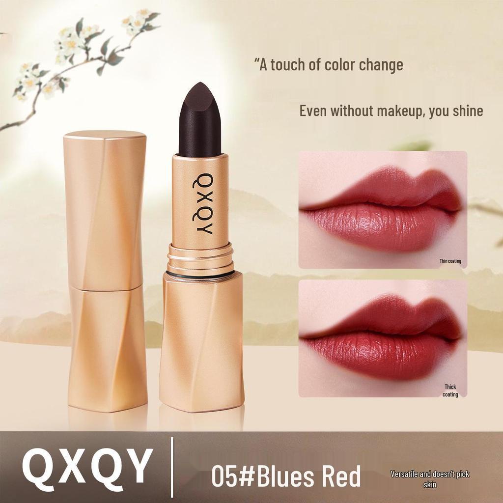 QXQY Schwarzer Samt-Matter Lippenstift - Langanhaltend, Wasserdicht, Retro Bohnenpasten-Farbton für Frauen