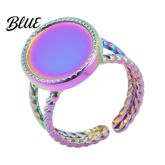 Round Metal Ring Base Stainless Steel Adjustable Blank Cabochon DIY