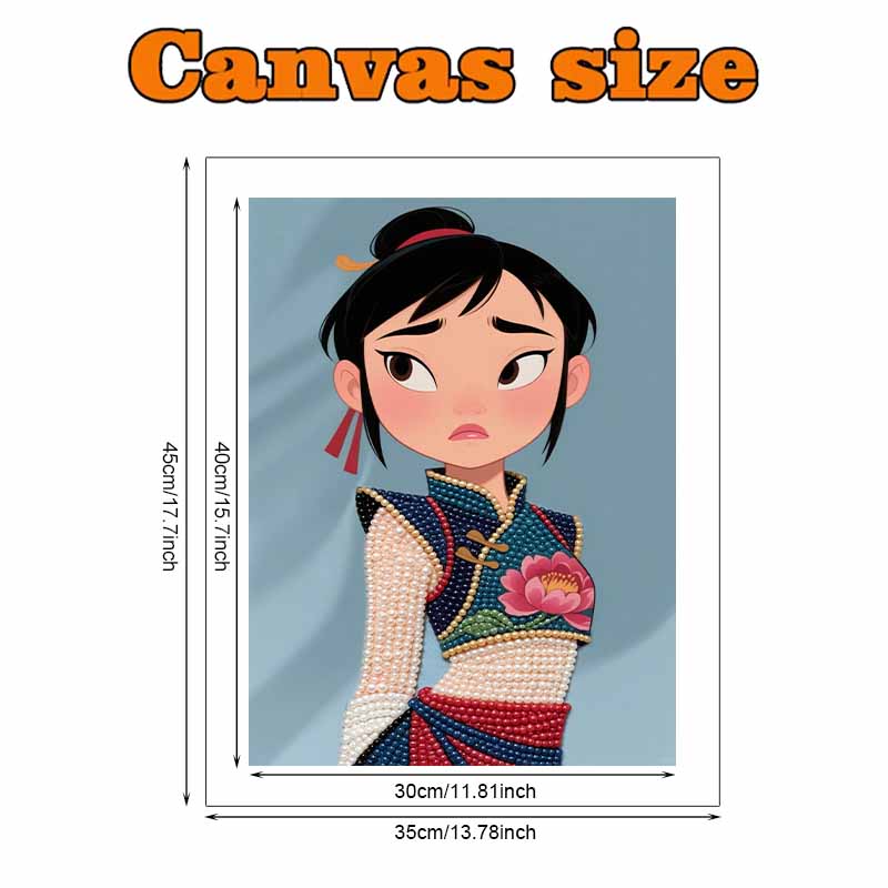 Disney Pearl Painting Mulan Portrait for Beginners and Adults, DIY Pearl Diamond Art Painting Kit for Home Wall Decor Gifts