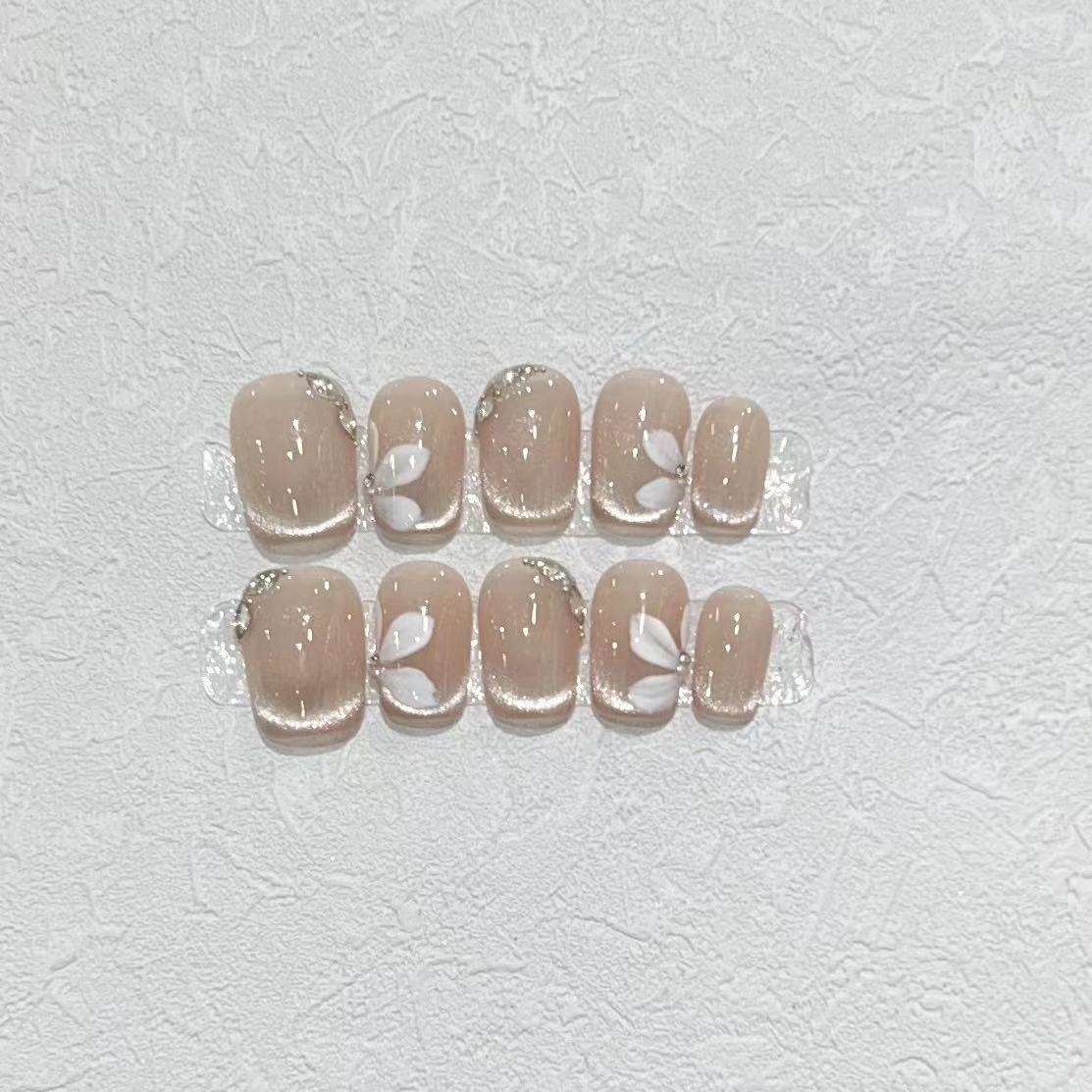 

Чистая Носка Брони Чистая Атмосфера Желания Кошачий Глаз Французская Ручная Роспись Цветы Носка Брони Свежий Короткий Нейл-арт Medium M