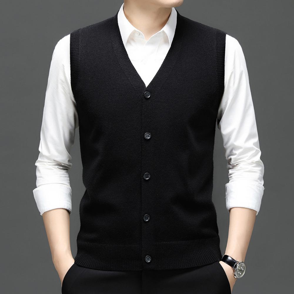 Single Breasted Pullover Autumn Sleeveless Vests Men Work Sweater Knitted Male Waistcoat Jumper Pullovers Roupas Masculinas