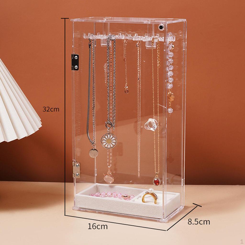 Rotatable Necklace Organizer Acrylic Holder Clear Dustproof Display Stand for