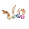 Cat Feather Wand Toy With Jute Ball Bell Interactive Play Dental Care Mental Stimulation