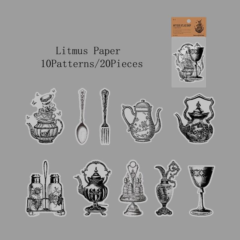 

10 шт./пакет, ретро лакмусовая бумага, набор наклеек для DIY, скрапбука, книги, коллажа, креативная наклейка LXY