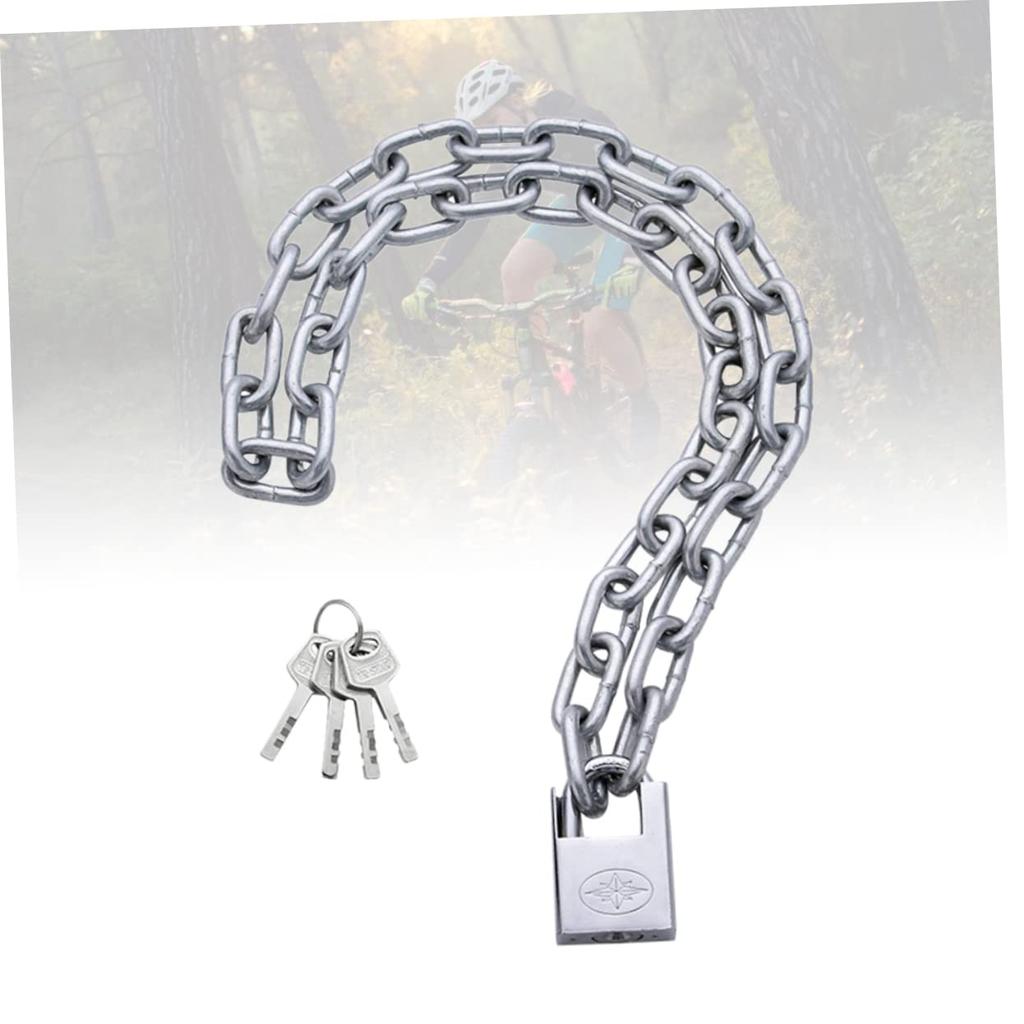 LIOOBO Heavy Duty Chain Padlock Bike Lock Bicycle Lock Security Lock Chain Lock Silver