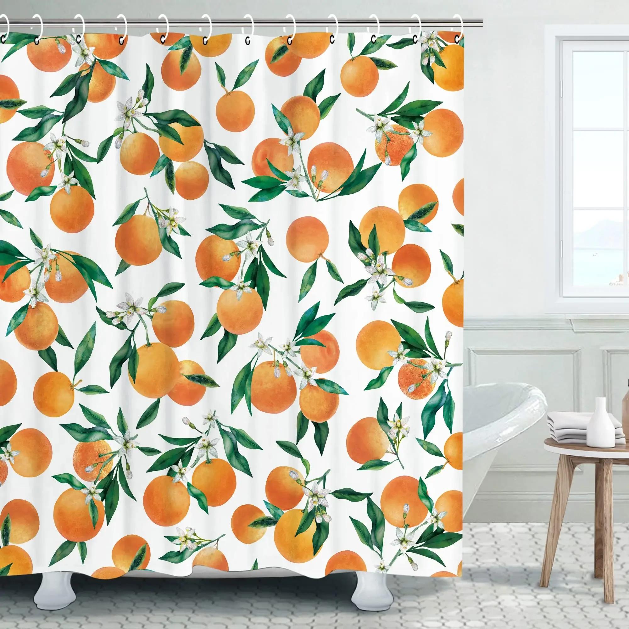 

Fruit Shower Curtain Watercolor Orange Peach Lemon Strawberry Orange Papaya Cute Colorful Bathroom Decorative Shower Curtains 90x180cm-35x70in