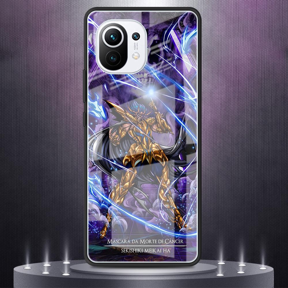 

Чехол из закаленного стекла для Xiaomi Mi Poco X3 NFC 10T Pro Note 10 Lite 9T 11 CC9 F3 Роскошный чехол для телефона Saint Seiya Anime Funda Mi CC9e