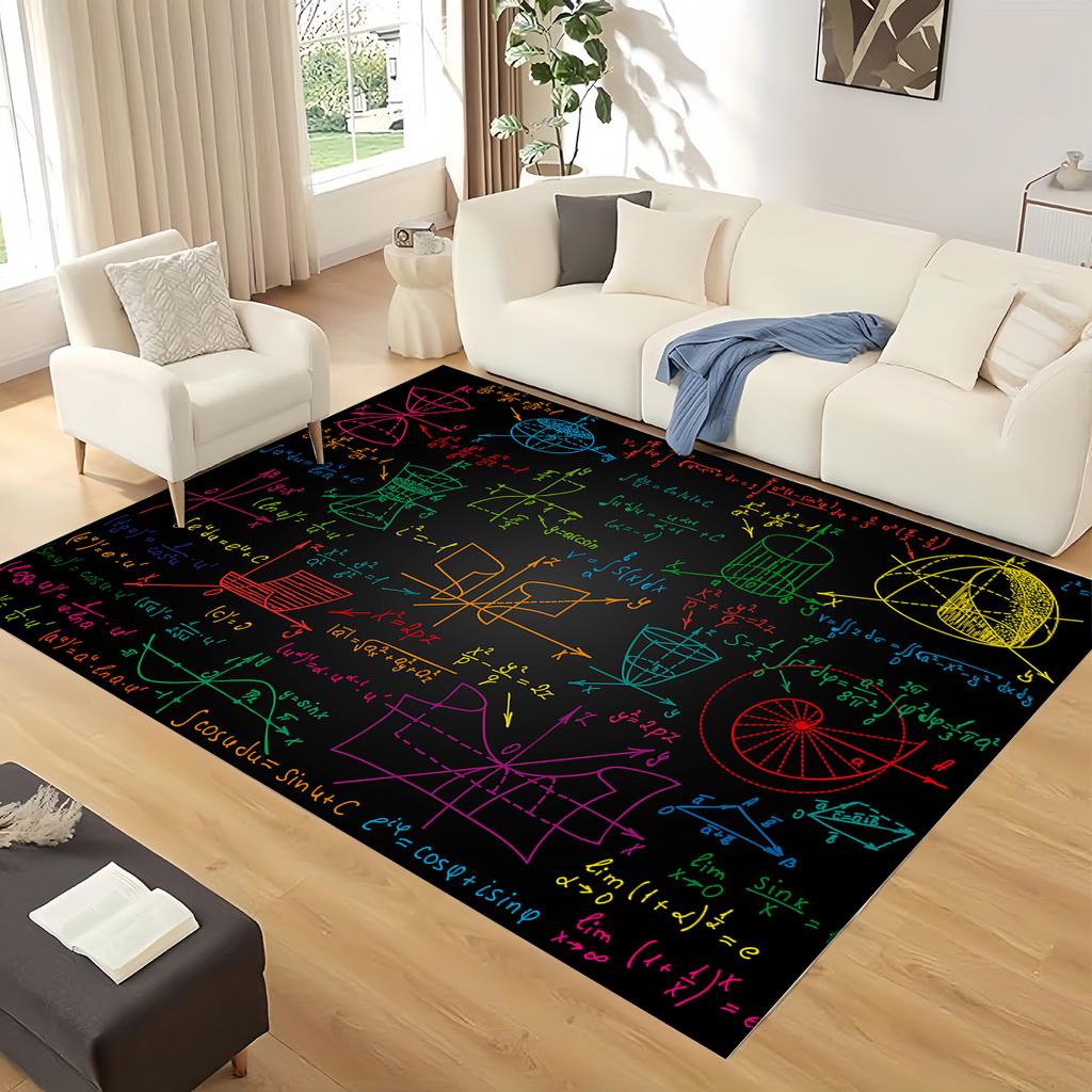 Retro Periodic Table of Elements Physics Formula Area Rug Carpet for Living Room Bedroom Home Decor,Non-slip for Sofa Doormat