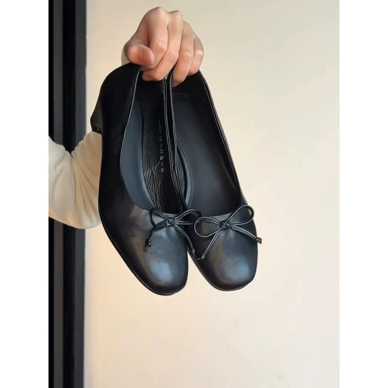 

2026 Summer New Bow Single Shoes Women s Block Heel Sexy French Shallow Mouth Versatile 40 чорний