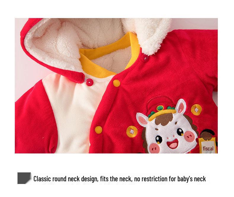 Super süßer Baumwoll-Baby-Body mit Kapuze und Cartoon-Design
