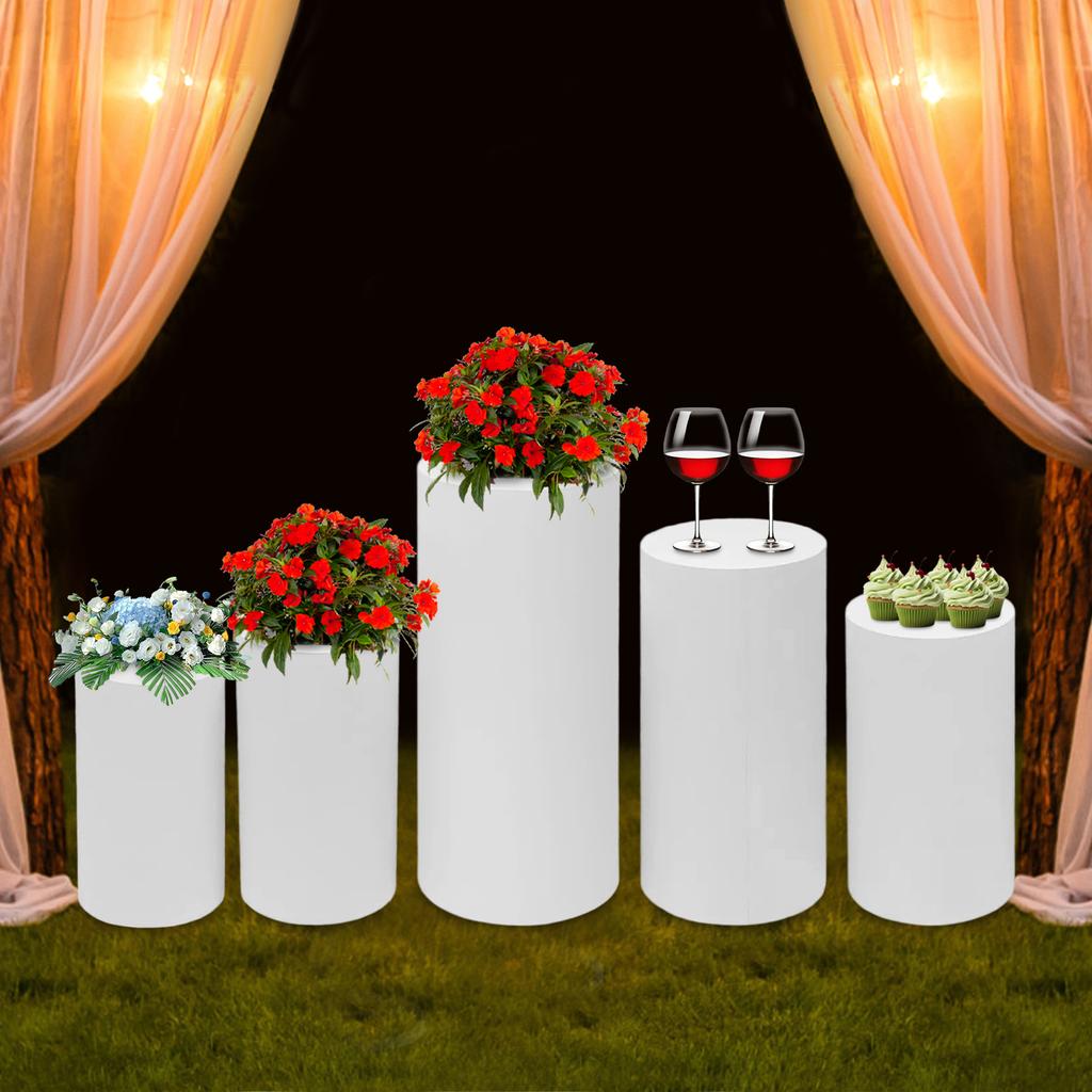 5 Pcs Dessert Stand White, Modern Cylindrical Cupcake Cake Display Rack, Heavy Duty Iron Multi-level Stand