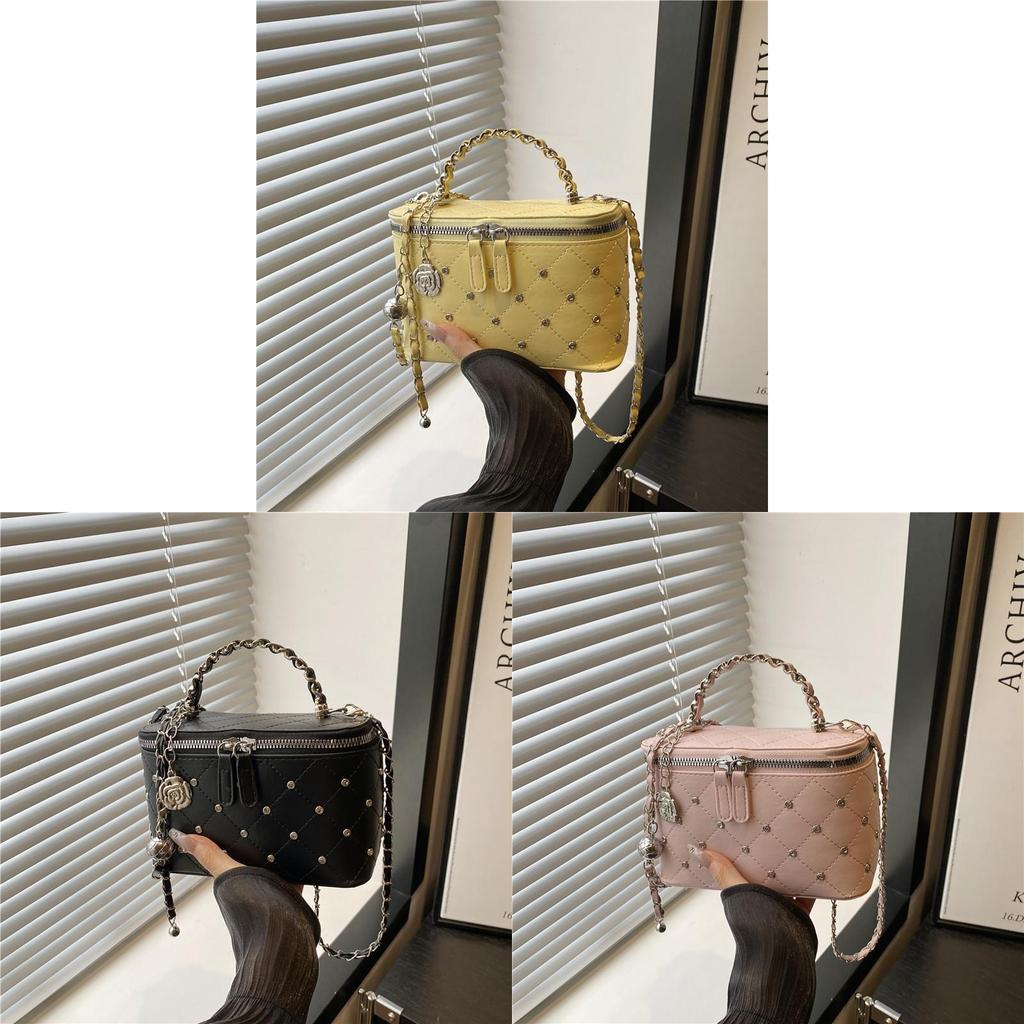 Mini Box Chain Bag With Zipper Closure For Daily Street Style Fashion
